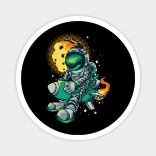 astronaut rocket illustration Magnet